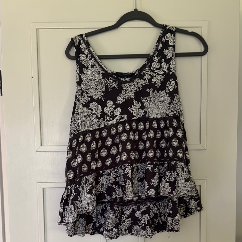 Floral Blue and White Women's Top